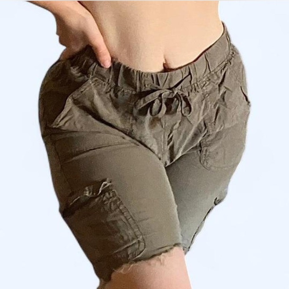 Brown Drawstring Cargo Shorts